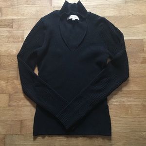 John + Jenn Black Ribbed Choker Sweater